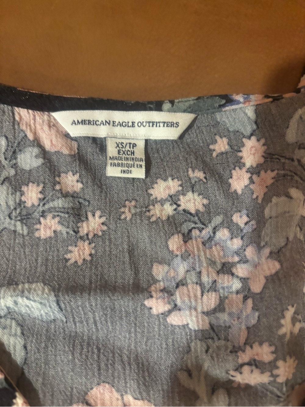 American Eagle Outfitters Floral Blouse Black and Pale Pink